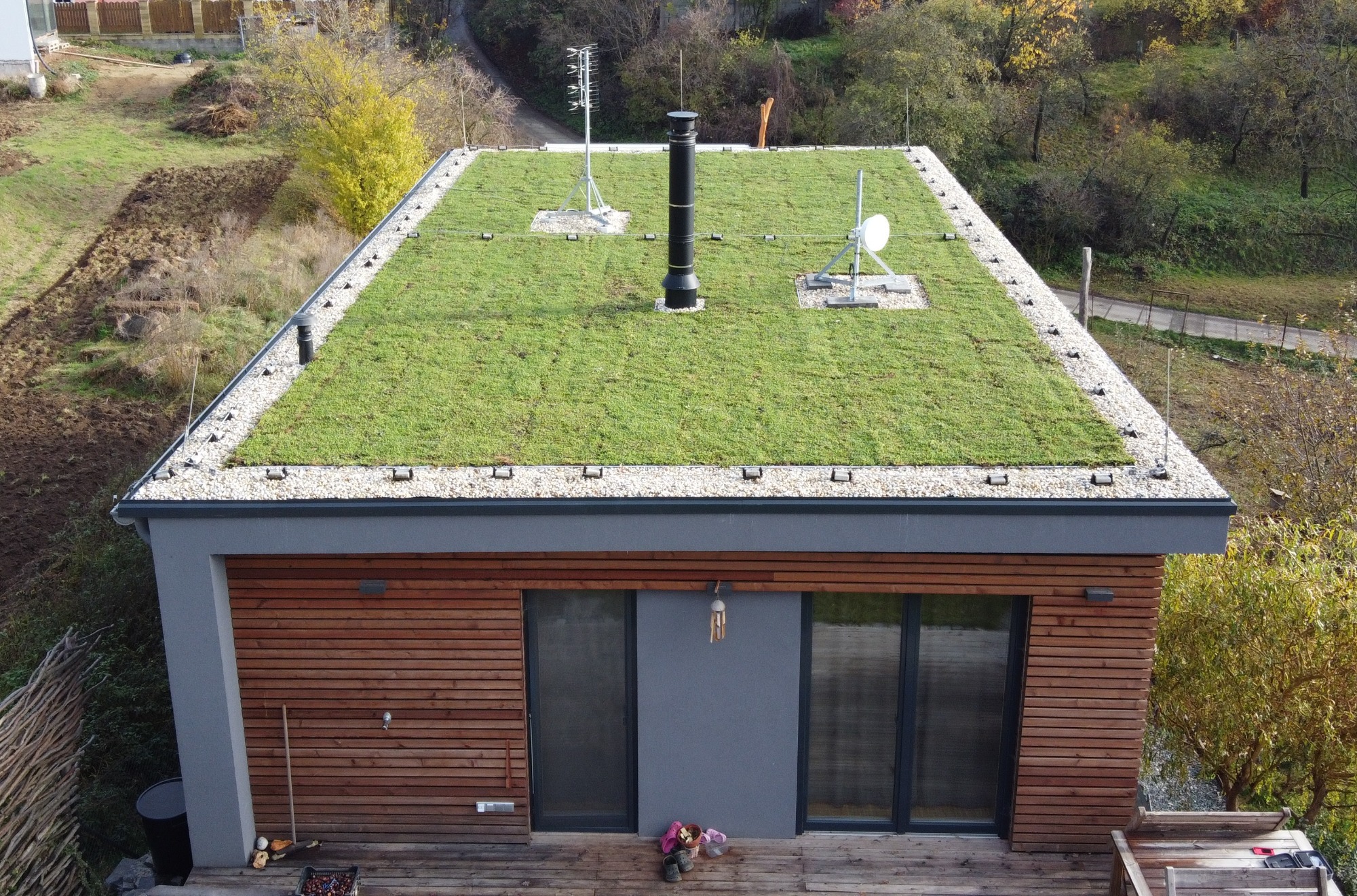 Zelené střechy a dřevo v architektuře